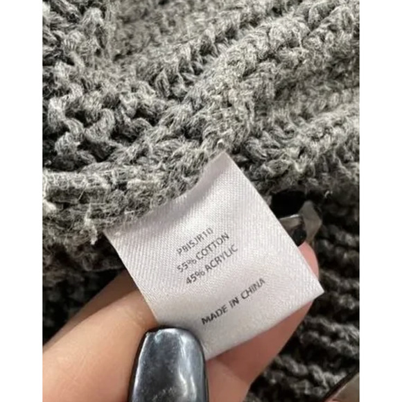 Parker Sweater Womens Medium Gray Chunky Knit Mock Neck Ribbed - Picture 8 of 11